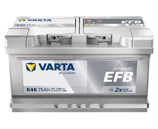 VARTA E46 Startera akumulatoru baterija 12V 75Ah 730A B13 EFB Akumulatori