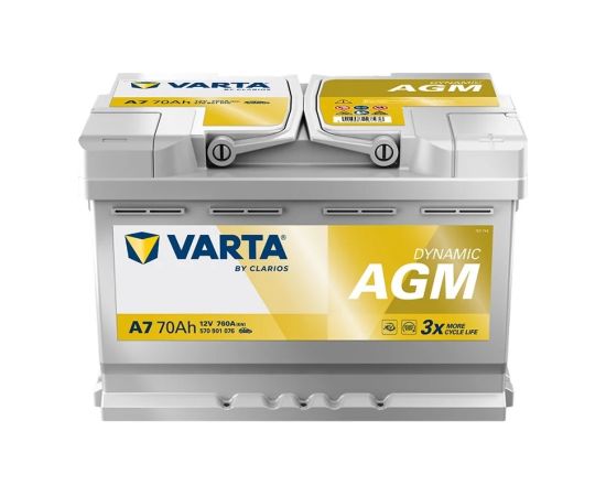 VARTA DYNAMIC AGM A7 12V 70Ah 760A(EN) 278x175x190 0/1 EAN4016987167236 Akumulatori