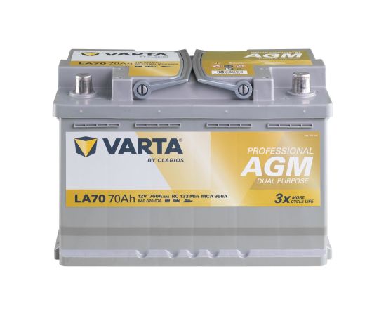 VARTA Professional Dual Purpose  AGM LA70 12V 70Ah 760A (EN), 278x175x190, 0/1 EAN4016987166987 Akumulatori