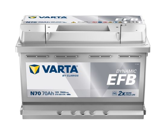 VARTA DYNAMIC EFB N70 12V 70Ah 760A (EN) 278x175x190 0/1 EAN4016987167328 Akumulatori