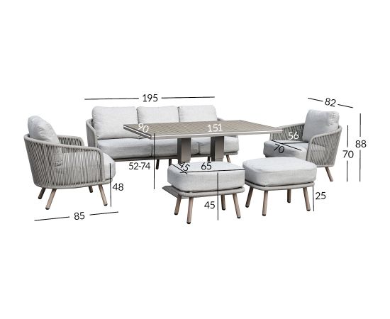 Garden furniture set MALISE 6-parts, beige Новинки Для дома и сада 