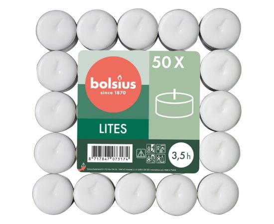 Bolsius Чайные свечи, 50 шт., белые. Свечи и подсвечники