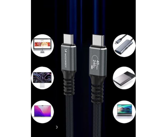 USB кабель Wozinsky WPS-UY415S USB-C Thunderbolt 4 240W 1.5m черный Дата USB-кабели