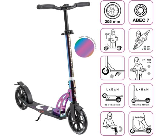 Six Degrees Scooter skrejritenis 205 mm, neochrome - AU 610 Самокаты и скейтборды
