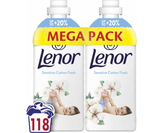 Lenor Sensitive Cotton Fresh veļas mīkstinātājs, 2x1.239ml - 80825993 Tīrīšanas un Ķīmiskie līdzekļi