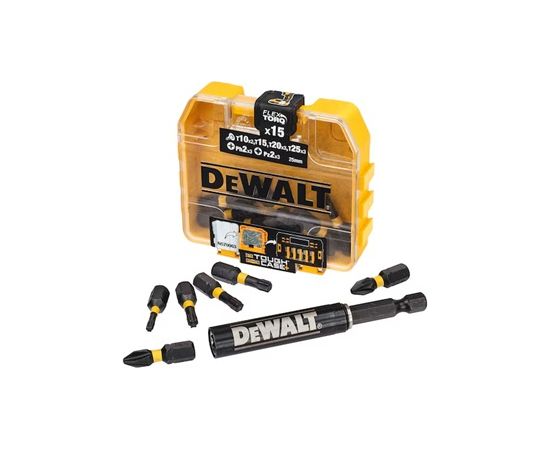 Skrūvgriežu uzgaļu komplekts DeWalt DT70577T-QZ; 15 gab. + Magnētisks turētājs Аксессуары для дрелей