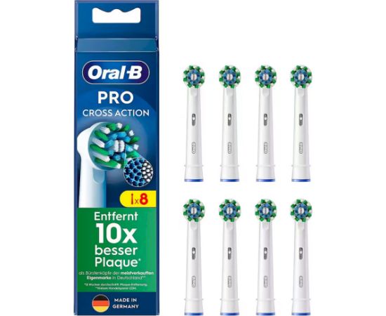 Oral-B CrossAction Zobu Birstu Uzgaļi Balts 8 gab. Elektriskās zobu birstes