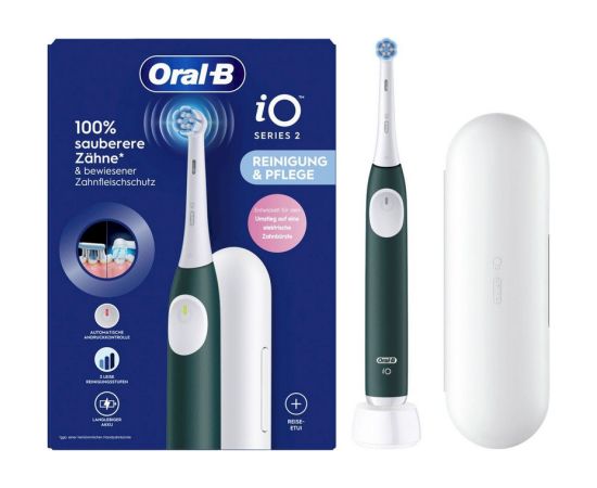 Oral-b ORAL‑B iO Series 2 Elektriskā Zobu Birste ar Ceļojuma Ietvaru Forest Green Elektriskās zobu birstes