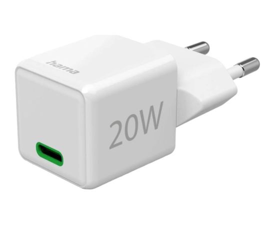Hama   20W USB-C Super Mini Wall Charger White Telefonu lādētāji 220v