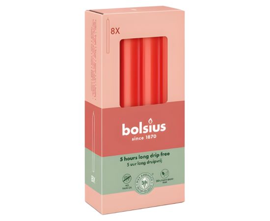 Bolsius Настольные свечи, 8 шт., в коробке, 170/20 мм, красные. Свечи и подсвечники