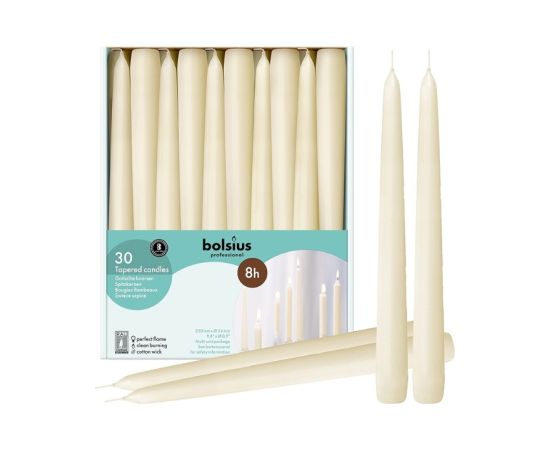 Bolsius Galda sveces Professional 30gab kastē 250/24mm bēšas Sveces un svečturi