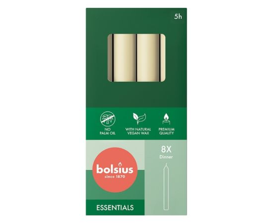 Bolsius Настольные свечи, 8 шт., в коробке, 170/20 мм, жемчужные. Свечи и подсвечники