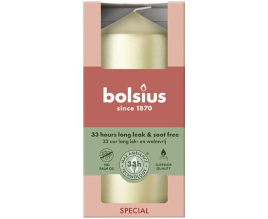 Bolsius Svece cilindrs Ø120x58mm sudraba Sveces un svečturi