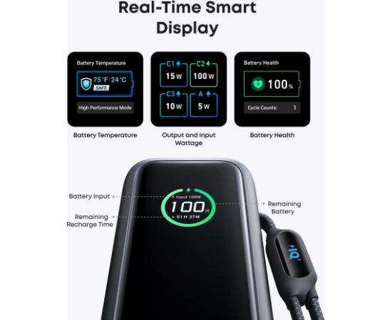 Anker Zolo Powerbank A1695H11 25000 mAh Built-In USB-C and Retractable Cable) Grey Power Banks