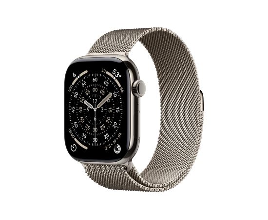 Apple Watch Series 11 GPS + Cellular 46mm Natural Titanium Case with Natural Milanese Loop - M/L Smart-Watch Pulksteņi