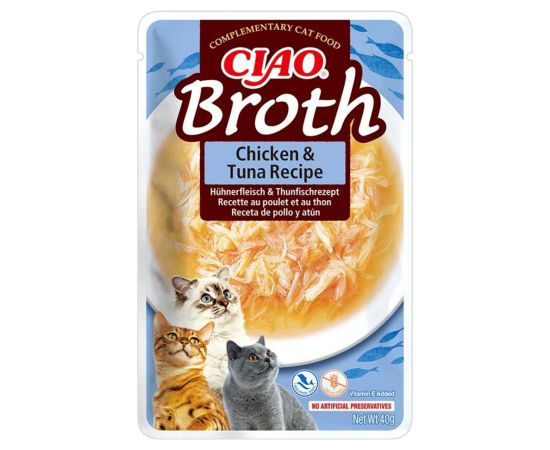 INABA CAT CIAO BROTH CHICKEN,FISH,SCALLOP 10x40g Консервы кошек
