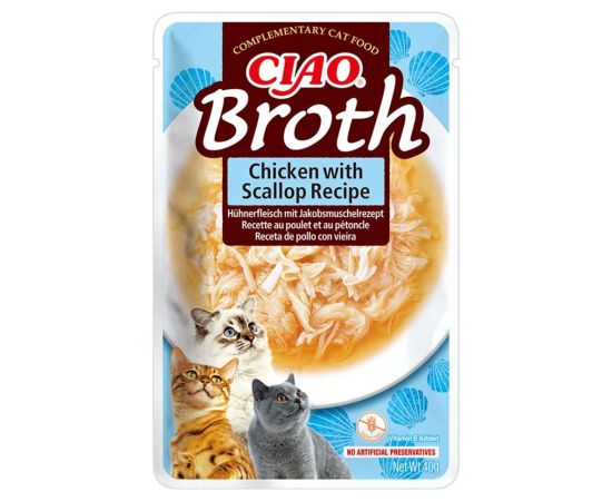 INABA CAT CIAO BROTH CHICKEN,FISH,SCALLOP 10x40g Консервы кошек