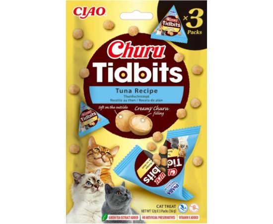 INABA CAT CHURU TIDBITS 3P TUNA RECIPE 3x12g Консервы кошек