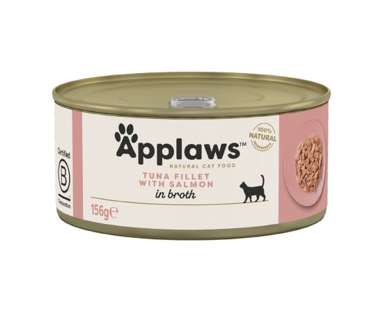 APPLAWS Tuna fillet with salmon in broth - wet cat food - 156g Kaķu konservi