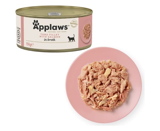 APPLAWS Tuna fillet with salmon in broth - wet cat food - 156g Kaķu konservi
