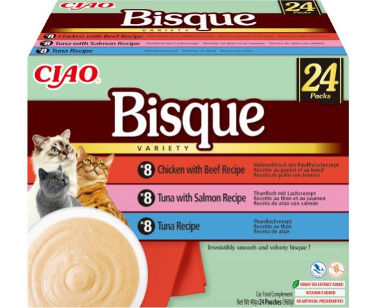 INABA CAT CIAO BISQUE TUNA,BEEF,CHICK 24x40g Консервы кошек
