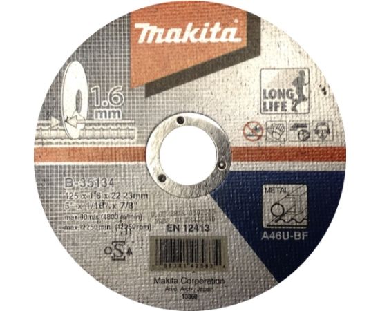 Abrazīvais griešanas disks Makita B-35134; 125x1,6 mm metālam Различные диски