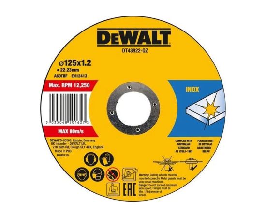 Griešanas disks DeWalt DT43922-QZ; 125x22,23x1,2 mm; 10 gab. Различные диски