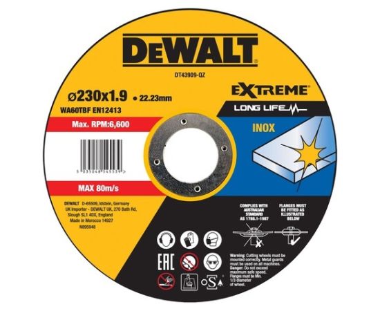 Abrazīvais griešanas disks DeWalt DT43909-QZ; 230x22,23 mm Dažādi diski