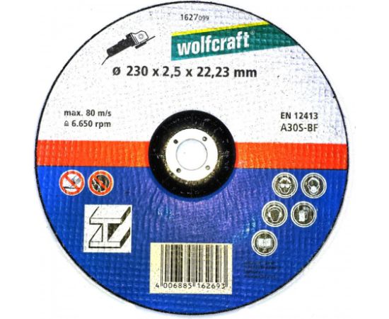 Abrazīvais griešanas disks Wolfcraft 1627099; 230x2,5 mm metālam Dažādi diski