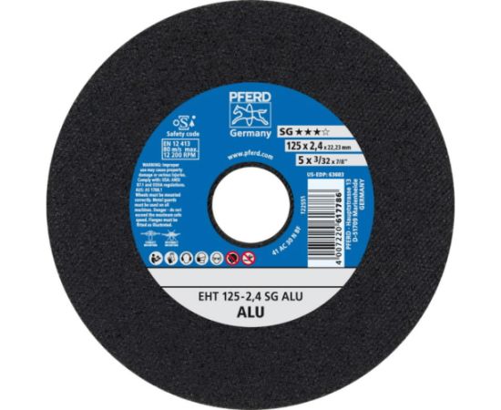Abrazīvais griešanas disks Pferd SG Alu; 125x2,4x22,23 mm Dažādi diski