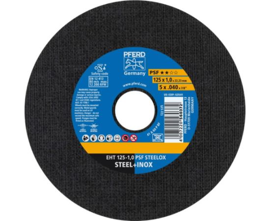Abrazīvais griešanas disks Pferd PSF Steelox; 125x1x22,23 mm Различные диски