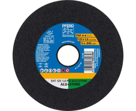 Abrazīvais griešanas disks Pferd PSF Alu+Stone; 125x1,6x22,23 mm Dažādi diski