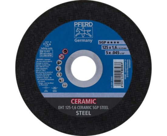 Abrazīvais griešanas disks Pferd SGP CeramicsSteel; 125x1,6x22,23 mm Различные диски