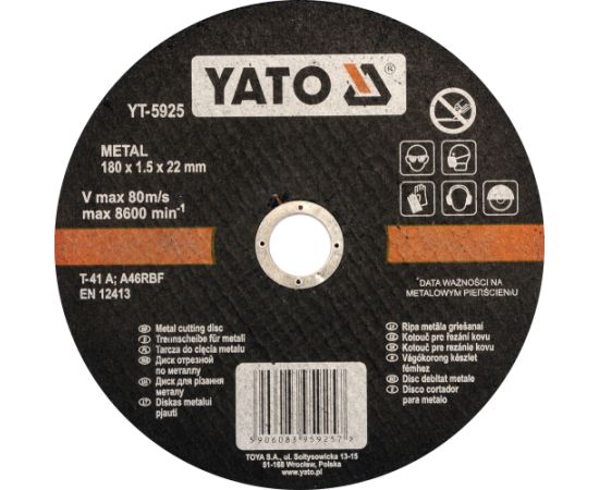 Abrazīvais griešanas disks Yato YT-5925; 180x1,5x22 mm Dažādi diski