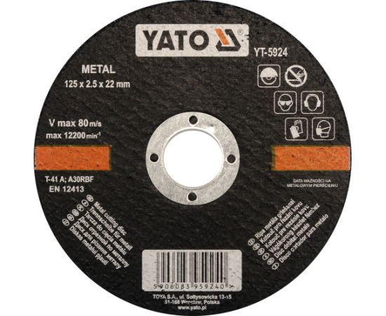 Abrazīvais griešanas disks Yato YT-5924; 125x2,5x22 mm Dažādi diski