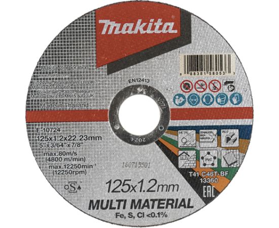 Abrazīvais griešanas disks Makita E-10724 T41; 125x1,2x22,23 mm Различные диски