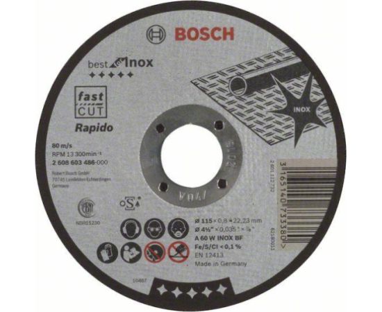 Abrazīvais griešanas disks Bosch Best for Inox 2608603486; 115x22,23 mm Различные диски