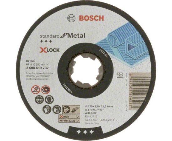 Abrazīvais griešanas disks Bosch Standard for Metal 2608619782; 125x22,23 mm; X-Lock Различные диски