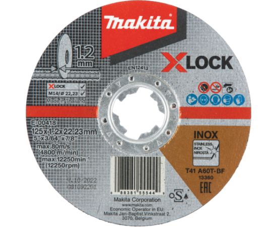 Abrazīvais griešanas disks Makita X-Lock; 125x1,2 mm Dažādi diski