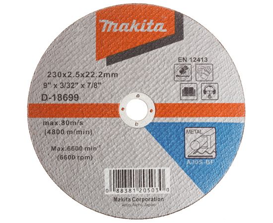 Abrazīvais griešanas disks Makita; 230x2,5 mm metālam Dažādi diski