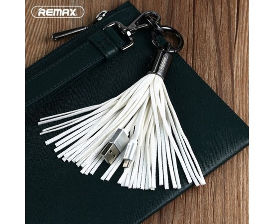 Remax RC-053m Dizaina Atsēgu piekariņš Universāls Micro USB Datu & Uzlādes Kabelis Balts