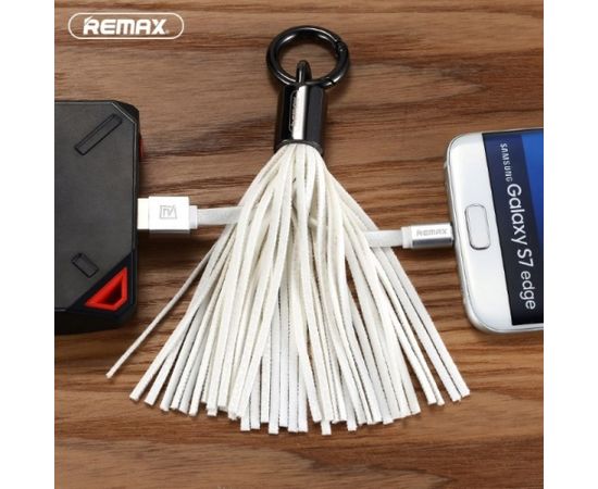 Remax RC-053m Dizaina Atsēgu piekariņš Universāls Micro USB Datu & Uzlādes Kabelis Balts