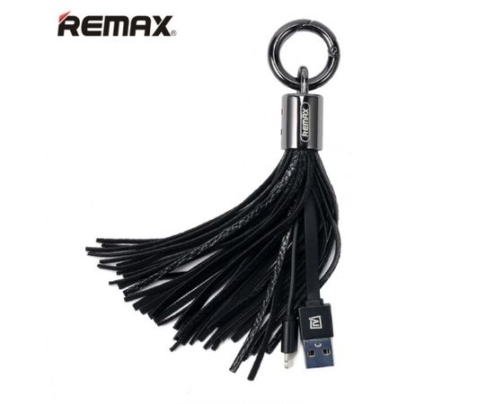 Remax RC-053m Dizaina Atsēgu piekariņš Universāls Micro USB Datu & Uzlādes Kabelis Melns