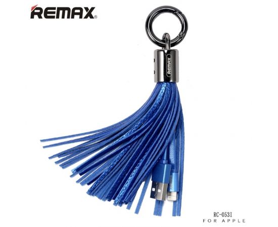 Remax RC-053i Dizaina Atsēgu piekariņš ar Apple Lightning Datu & Uzlādes Kabeli (MD818) Zils