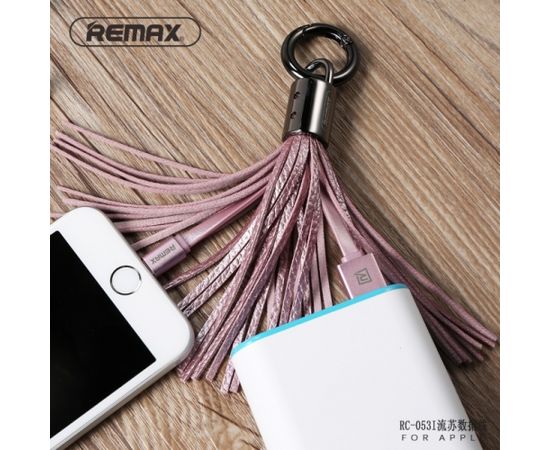 Remax RC-053i Dizaina Atsēgu piekariņš ar Apple Lightning Datu & Uzlādes Kabeli (MD818) Zils