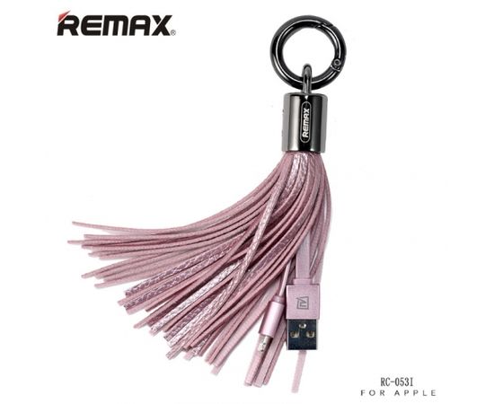 Remax RC-053i Dizaina Atsēgu piekariņš ar Apple Lightning Datu & Uzlādes Kabeli (MD818) Rozā