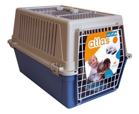 Ferplast Atlas 30 Open - transporter z otwieranym sufitem beżowo-niebieski Сумки для перевозки собак и кошек