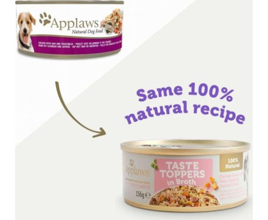 Applaws Applaws Dog Taste Toppers puszka z kurczakiem, szynką i warzywami 156g Suņu barība