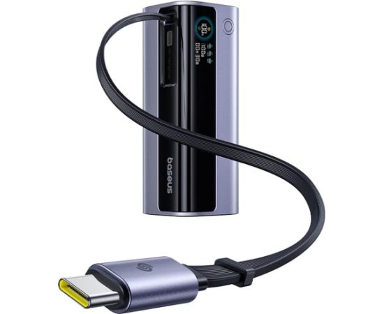 LiPo PowerBank 10000mAh 100W USB-A, USB-C ar ievelkamu USB-C kabeli, EnerGeek GR11, pelēks BASEUS Power-банки