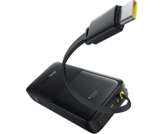 LiPo PowerBank 20000mAh 20W USB-A, USB-C ar integrētu USB-C kabeli, Bipow2 melns BASEUS Power-банки
